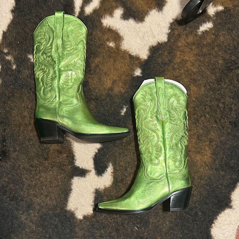 Jeffrey Campbell Vibrant Green Heeled Boots